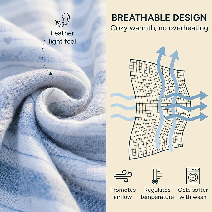 Muslin Swaddle Blankets for Newborns, 2 Pack Multipurpose 100% Organic Cotton, Ultra Soft Breathable Receiving Blanket 47 x 47 inches, Swaddle Wrap for Baby Boys & Girls