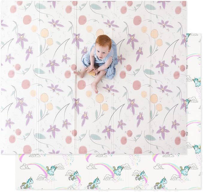 JumpOff Jo Foldable Foam Play Mat ??Large Waterproof Baby & Toddler Activity Floor Mat, Double-Sided 70 x 59 Inch Play Surface