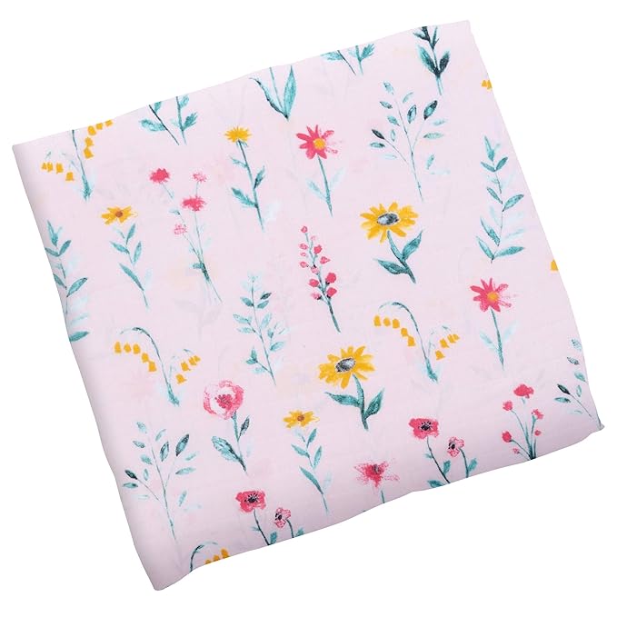 Stephen Joseph, Muslin Swaddle Blanket for Baby Girls and Boys, Newborn Receiving Blanket for Swaddling, 100% Cotton Baby Swaddle Wrap, Receiving Swaddle Wrap, 47 x 47 inches, Wildflower