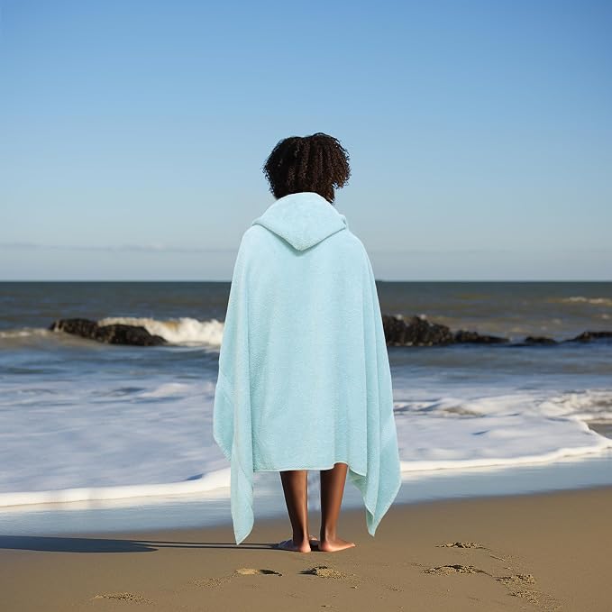 ORIGINAL KIDS Hooded Bath Towel Wrap - Ultra Soft 100% Cotton Terry Large Oversized Hooded Kids Towel - Toddler Big Kid Shower Pool Beach Towel - Absorbent Quick Dry Easy Care - 30 x 54 - Light Blue