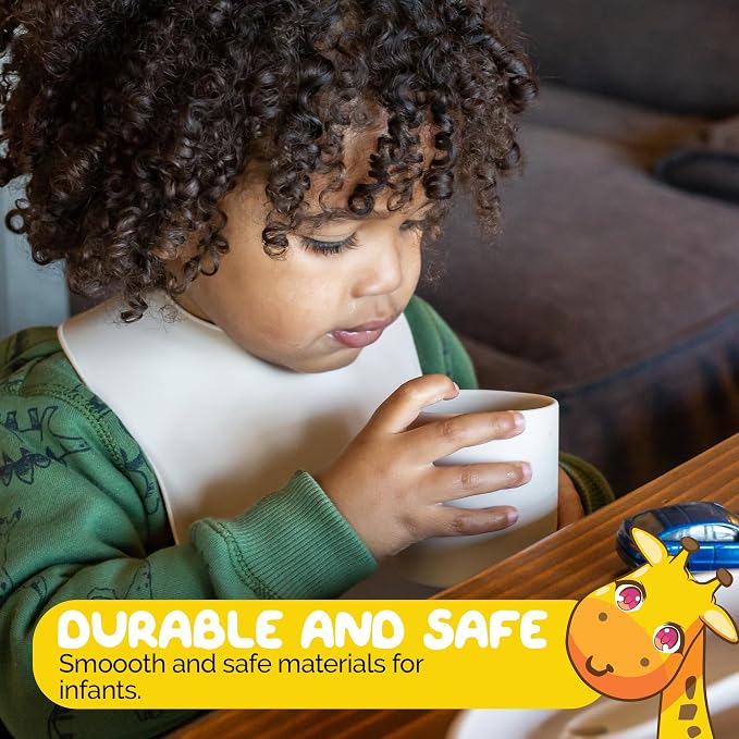 Baby Eating Essentials Drinking Baby Cups 6-12 months for Babies, Infants and Toddler Cups in Beige Color Baby Cup made with Baby safe Silicone Cup