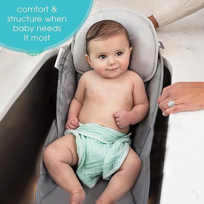 Summer Infant Snug Support in-Sink Bather ??Bathe Newborns up to 6 Months with Confidence Right in The Sink - Compression-Molded Foam Baby Bath Sink Cushion is Adjustable and Includes Anti-Slip Grips