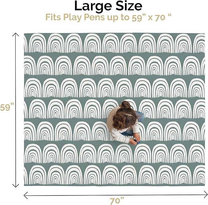 JumpOff Jo Foldable Foam Play Mat ??Large Waterproof Baby & Toddler Activity Floor Mat, Double-Sided 70 x 59 Inch Play Surface