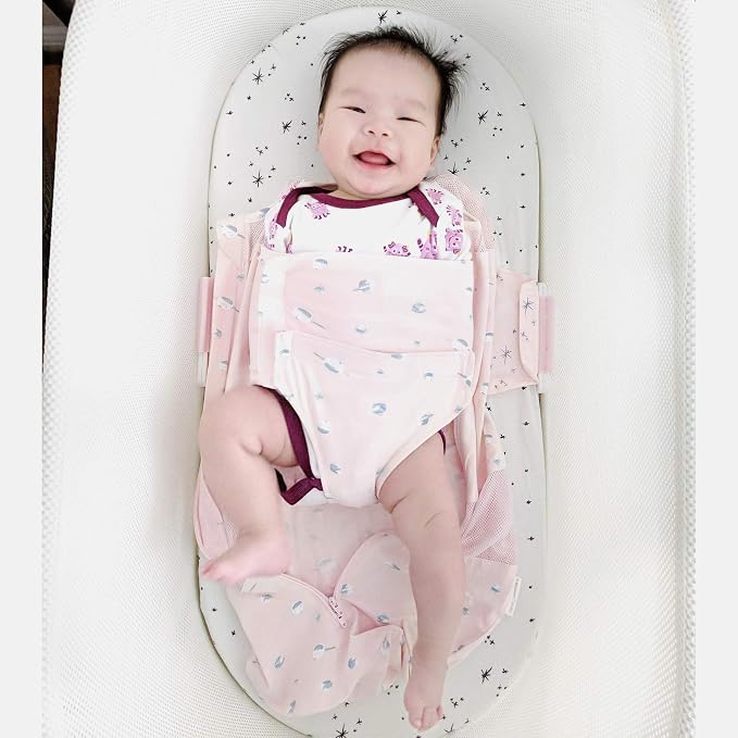 Happiest Baby SNOO Sleep Sack - 100% Organic Cotton Baby Swaddle Blanket - Doctor Designed Promotes Healthy Hip Development (Rose Planets, Large)