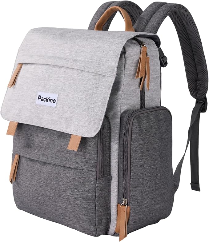 Large Diaper Bag Backpack, Baby Bag with Changing Pad, Diaper Backpack for Mom Dads, with Insulated Pockets, Stroller Straps Travel Essential Baby Shower, Grey