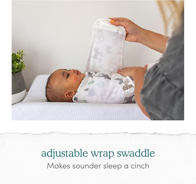 aden + anais Essentials Easy Swaddle Wrap Quick Change with Bottom Zipper, Snug Cotton Knit Baby Wrap Swaddle Blanket for Newborns, TOG 1.0, 3-Pack, Flowers Bloom, 0-3 Months, Small/Medium