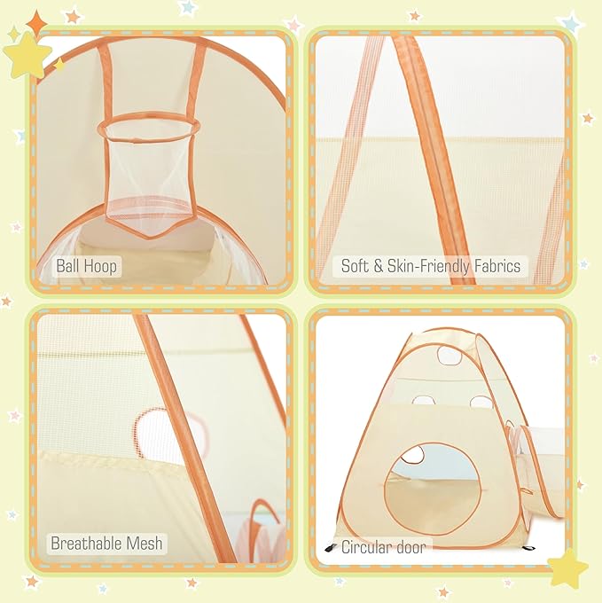 UTEX 3 in 1 Pop Up Play Tent with Tunnel, Ball Pit for Kids, Boys, Girls, Babies and Toddlers, Indoor/Outdoor Playhouse (3 in 1 with Ball Pit)