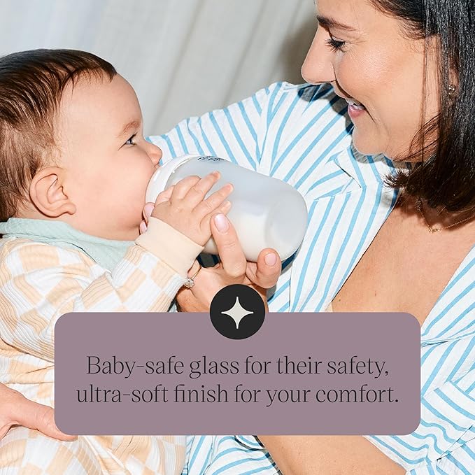 Tommee Tippee Silicone Coated Glass Baby Bottles for Feeding, 9 0z, Anti-Colic, 0+ Months, Slow Flow Breast-Like Nipple, Shatter-Proof Glass, BPA Free, Pack of 2