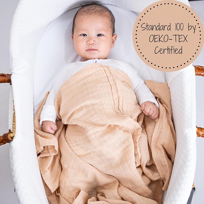 LollyBanks 100% Cotton Baby Blankets 2 Pack, Gentle and Soft Muslin Swaddle Blanket for Girls, Lightweight 47 x 47 Inches Newborn Receiving Blanket, Newborn Essentials Must Haves (Puppies and Tan)