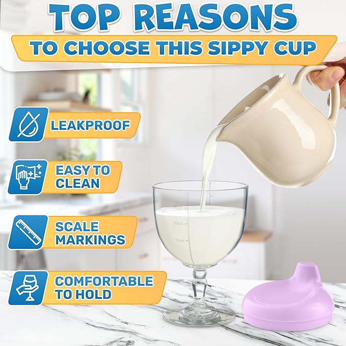 VIKROM Baby Wine Sippy Cup for Toddlers ??Spill-Proof Goblet 5 oz with Lid, Fun Stemware Design, Easy-Grip Pretend Baby Wine Glass Sippy Cup for Toddler Parties, Playtime, Everyday Drinks and Gifts
