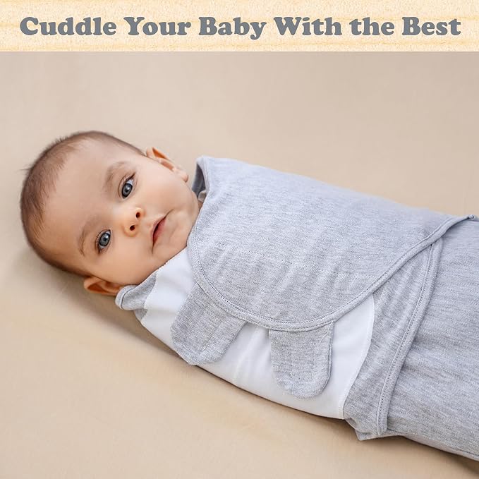 Swaddles for Newborns – 3-Pack Infant Swaddles 0-3 Months – Adjustable Swaddle Sleep Sack – Soft Organic Cotton Baby Wrap for Safe & Cozy Sleep (Melange Grey)