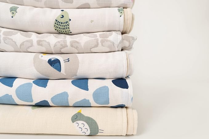 Organic Muslin | Cotton Blanket, Kids, Baby, Quilt, Triple Layer Muslin, Bed, Crib, GOTS Certified, Organic Cotton (Blue Hill)