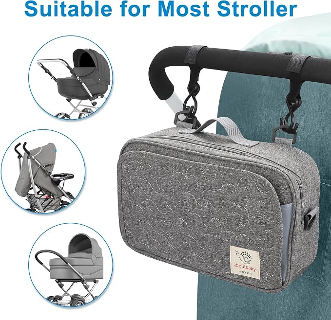 Accmor Stroller Organizer, Universal Stroller Organizer with Insulated Cup Holder Pocket, Dual Purpose Large Capacity Stroller Bag Caddy, Stroller Accessories Fits for Uppababy, Doona, Nuna Strollers