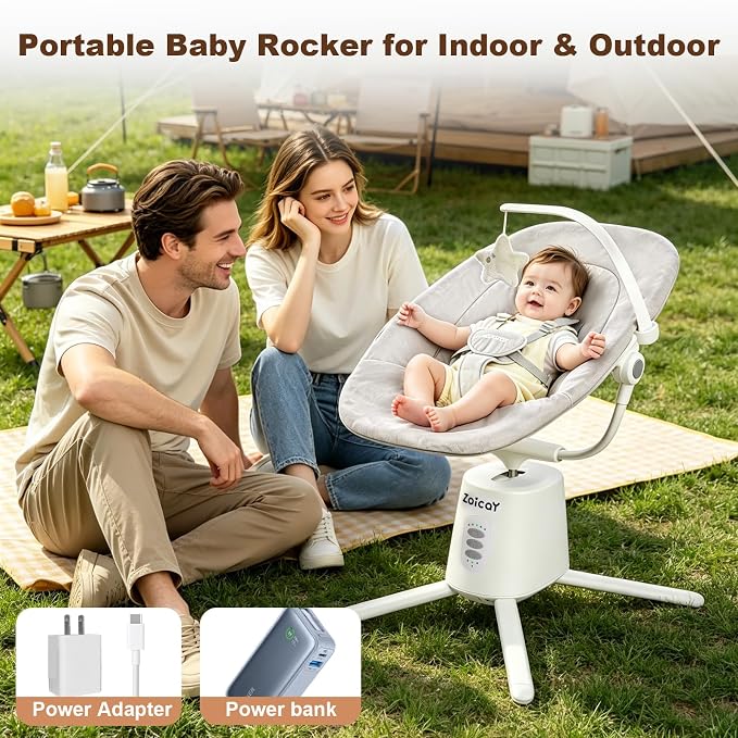 Zoicay Baby Swing,Baby Swings for Infants with 3 Modes & 5 Speeds, BT Enabled App & Remote Control, Electric Swing – 6 Melodies and 3 Timer Setting, 2 Seat Positions and 5-Point Harness Swing (White)