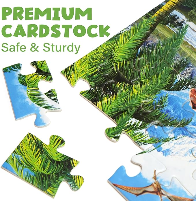 BenBen Puzzles for Kids Ages 4-6, 3 Pack 100 Pieces Large Puzzles for Toddlers 3-5 (Dinosaurs, Outer Space, Ocean Life), Learning & Educational Games for Kids 6-8, 19.75” x 13.75”