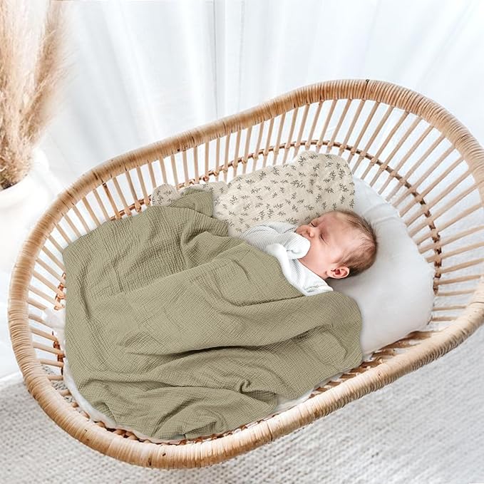 lulumoon Baby Muslin Swaddle Blankets: Soft Receiving Blanket for Newborn - Cotton Swaddling Blanket for Neutral 2Pack(Leaf Autumn)