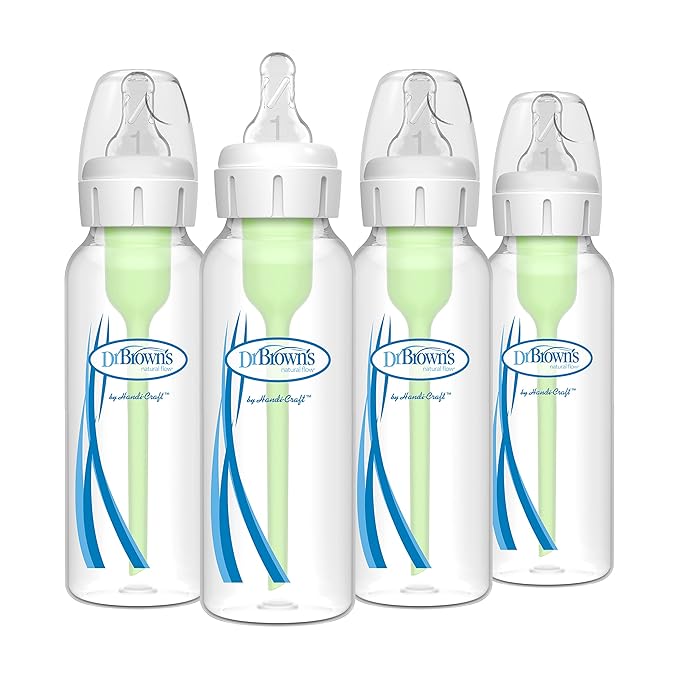 Dr. Brown's Folding Drying Rack for Bottles & Essentials + Anti-Colic Options+ Narrow Baby Bottles, 8 oz, Level 1 Slow Flow Nipple, 4 Pack