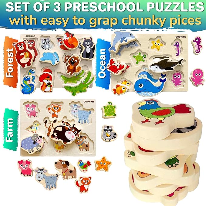 QUOKKA Wooden Educational Puzzles for Toddlers