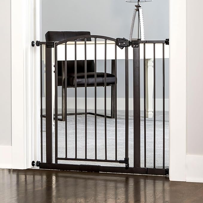 Regalo Safety 30-35??Extra Wide Baby Gate for Doorways & Bottom of Stairs, Pressure Mounted Walk-Through Gate for Babies, Toddlers & Pets, Bronze