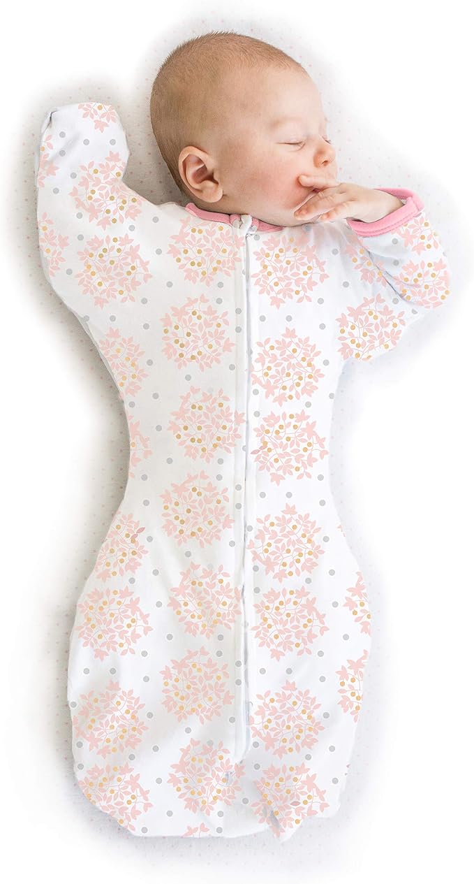 SwaddleDesigns Transitional Swaddle Sack, Arms Up Half-Length Sleeve Mitten Cuff, Most Gradual Transition Swaddle for Newborn