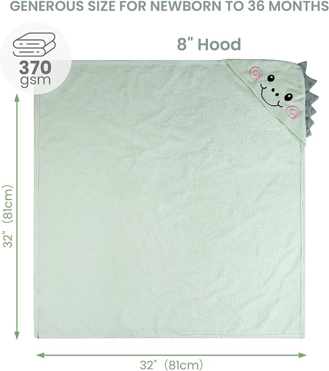 Mooreeke 2 Pack Toddler Towels - 100% Cotton Toddler Hooded Towels - Soft Baby Bath Towel with Hood for Newborn - Comfort Towel for Baby Girls and Boys - Animal Shaped (Puppy & Dinosaur)