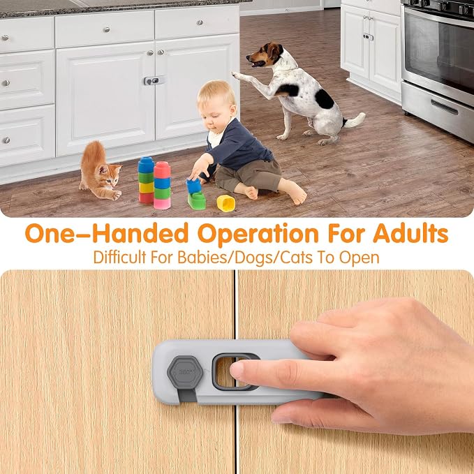 8 Pack Cabinet Locks Baby Proofing, Multi-Purpose Child Proof Cabinet Locks with Strong Adhesive, Safety Baby Locks for Cabinets, Baby Safety Locks for Cabinets, Kitchen Toddler Cabinet Locks
