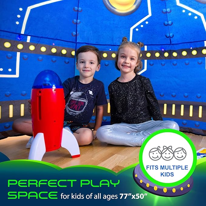 W&O Glowing UFO Aerodome with LED Lights & UFO Sound Button ??Glows in the Dark, Offering an Extraordinary Space Adventure for Kids Ages 3-12 (Fan Not Included)