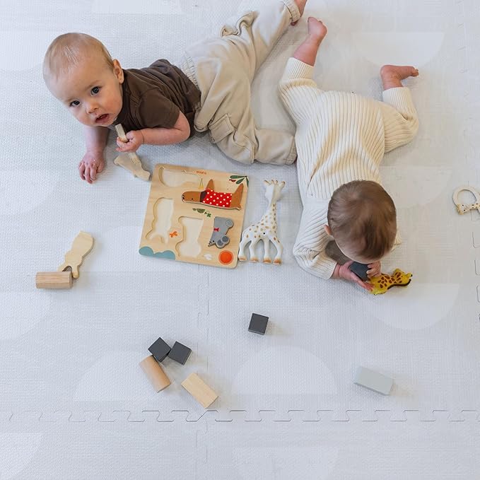 Little Landings Baby Play Mat for Floor - Aura Pearl (4x6ft) - Premium EVA Foam Play Mat for Babies & Toddlers (Ages 0-5+) Non-Toxic Playmat for Tummy Time, Crawling & Playroom - Stylish & Comfortable