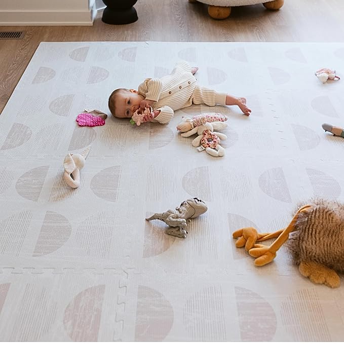Little Landings Baby Play Mat for Floor - Aura Oat (6x6ft) - Premium EVA Foam Play Mat for Babies & Toddlers (Ages 0-5+) Non-Toxic Playmat for Tummy Time, Crawling & Playroom - Stylish & Comfortable