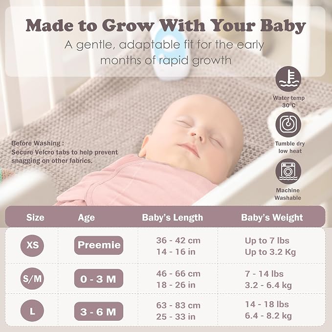 Newborn Swaddle Sleep Sacks - Infant 0-3 Months, Swaddles for Newborns Baby Girls Boys, 100% Organic Cotton Nursery Swaddling Blankets (3-Pack)