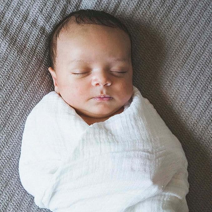 Little Unicorn - Cotton Muslin Swaddle Blanket | Single | 100% Cotton | Super Soft | Newborns and Infants | 47" x 47" | Unisex (White)
