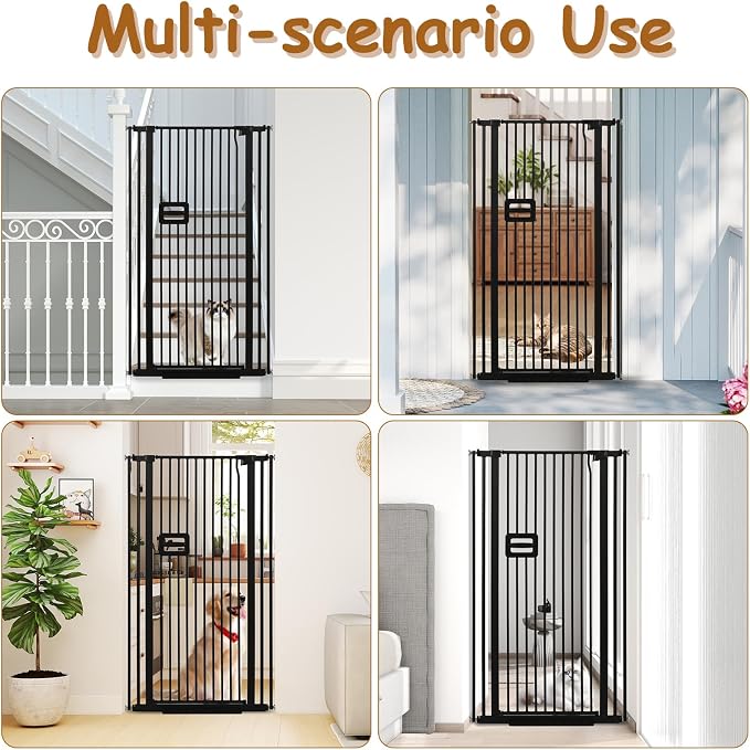 55'' Extra Tall Cat Gate, 30.1"-34.1" Wide Auto Close Tall Pet Gate for Doorways, Pressure Mounted High Dog Door Gate No Drilling Cat Fence Safety Baby Gate for Stairs, Doorways, Black