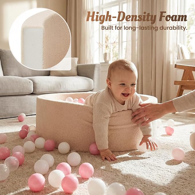 Baby Foam Ball Pit Teddy-Velvet: Ultra-Soft Ball Pit for Toddlers for Indoor Outdoor - Kids Play Toys for Playpen - Ideal Gifts for 1-3 Year Girls Boys（Excluding Balls）