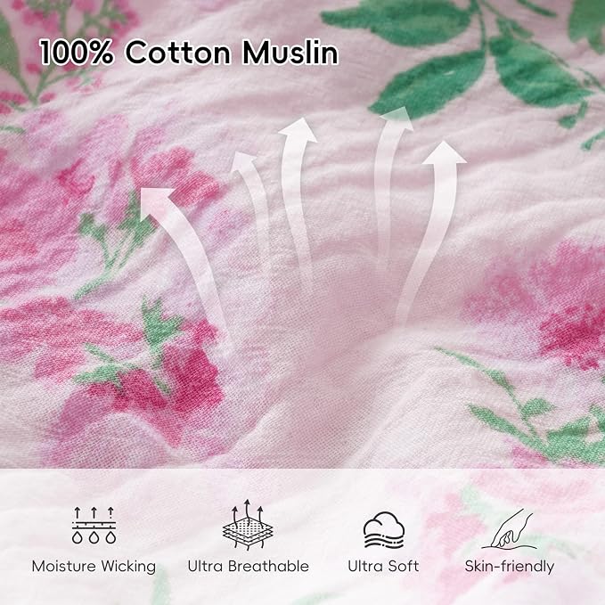david's kids Muslin Cotton Baby Sleep Sack 18-24 Months, 2 Pack 100% Cotton Sleeping Bag for Summer, TOG 0.5 Baby Wearable Blankets with 2-Way Zipper, Soft Sleep Sacks for Newborn Infant, Floral