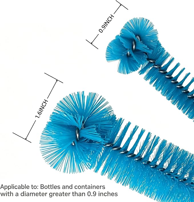 15.5 Inch Long Bottle Brush with 360° Rotating Head - Soft Bristles for Washing Glass, Narrow Neck Bottles, Wine Bottles, Vase, Hummingbird Feeder, Dishwasher Hose & Aquarium Tube, 2 Pack