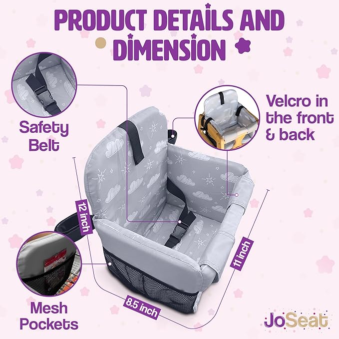 Shopping Cart Seat Cover for Baby, High Chair & Grocery Seat Protector, Padded Chair Covers for Restaurant Seats, Unisex Machine Washable Grocery Cart Liner & Swing Insert ??Grey Clouds