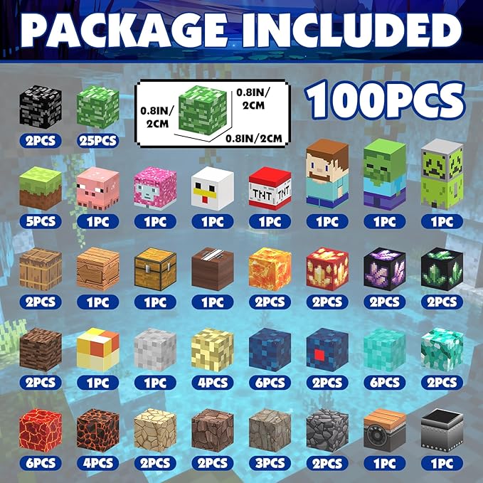 AIDYVOI Magnetic Blocks -100PCS Magnetic Building Blocks Toys for Kids, 0.8 inch Stacking Magnet Cubes STEM Sensory Construction Block Game for Boys Girls Age 3+ Birthday Party Supplies