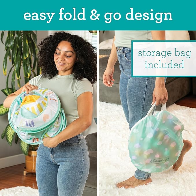 Infantino Pop-Up Ball Pit, 50 Colorful Balls, Easy Setup & Storage, 35" Spacious Play Area, Bright & Colorful Design, Includes Storage Bag