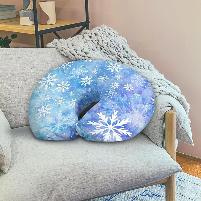Snowflake Feeding Pillow Cover Washable & Breathable Nursing Pillow Slipcovers Breastfeeding Newborn Feeding Cushion Cover Practical Gift, Best Choice for Mom Cover Only