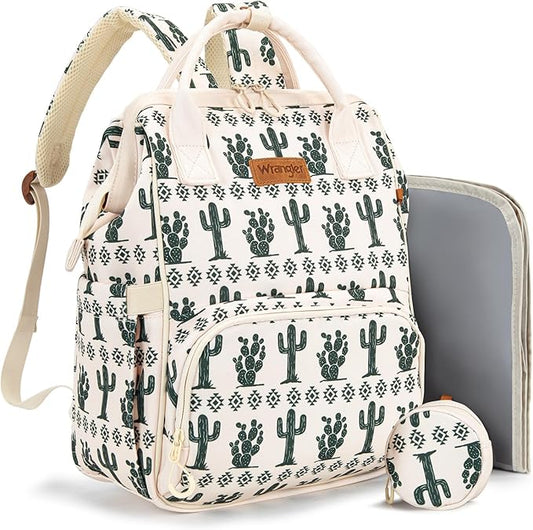 Montana West Wrangler Diaper Bag Backpack Aztec Travel Backpack Purses Western Multi-Function Baby Bags for Mom with Waterproof Insulated Pockets
