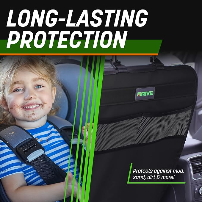 DRIVE AUTO PRODUCTS - 2 Pack Car Seat Back Protectors, Reversible Kick Mats - Gray