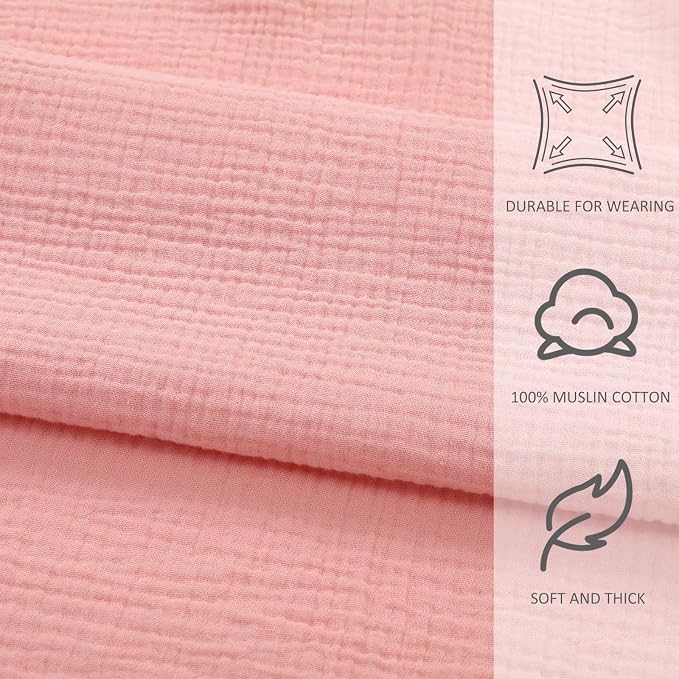 Frienda Muslin Hooded Beach Towel for 0-3 Years Kids Soft Muslin Bath Poncho for Baby Absorbent Fast Drying Blankets for Boys Girls Newborns Toddler Beach Pool Bath Essentials(Pink)
