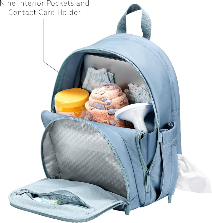 uninni Large Diaper Bag Backpack for Moms & Dads–Baby Diaper Bag with portable Changing Pad, Removable Pacifier Case - Forest Green
