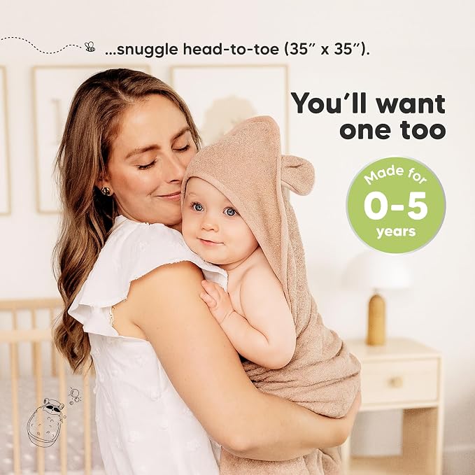 KeaBabies 2-Pack Hooded Baby Towels for Newborn and Baby Hair Brush and Comb Set - 100% Soft and Absorbent for Newborns, Infant, Wooden Kids Brush with Soft Goat Bristle