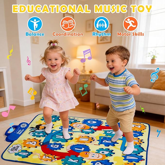 Steve and Maggie Baby Musical Toys for 1 Year Old, Alphabet Music Mat for Toddlers 1-3, ABC & Phonics Play Mat with 26 Songs, Educational Toddler Toys, Birthday Gifts for Boys Girls 1 2 3 4 5 Year Old