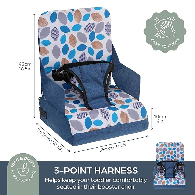 Dreambaby Grab ?˜N Go Kids Booster Seat ??Portable Travel Toddler High Chair for Dining (6M-3Y) with Storage & Shoulder Strap ??Lightweight and Compact