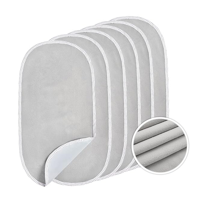 TILLYOU Waterproof Changing Pad Liners 6 Pack, 100% Cotton Reusable Cloth Diaper Liners, Gray