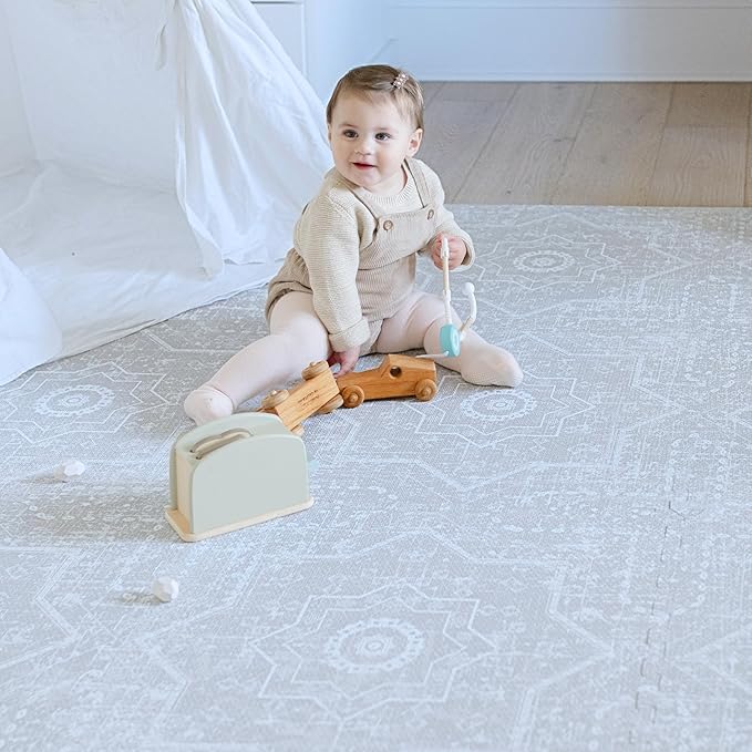 Little Landings Baby Play Mat for Floor - Layla (6x6ft) - Premium EVA Foam Play Mat for Babies & Toddlers (Ages 0-5+) - Non-Toxic Playmat for Tummy Time, Crawling & Playroom - Stylish & Comfortable