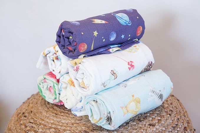 immispace - Ultra Soft Swaddle Blanket | Muslin Blankets for Girls & Boys | Newborns & Infants Gifts | 30% Organic Cotton + 70% Rayon | Large 47" x 47" | Machine Washable (Robot)
