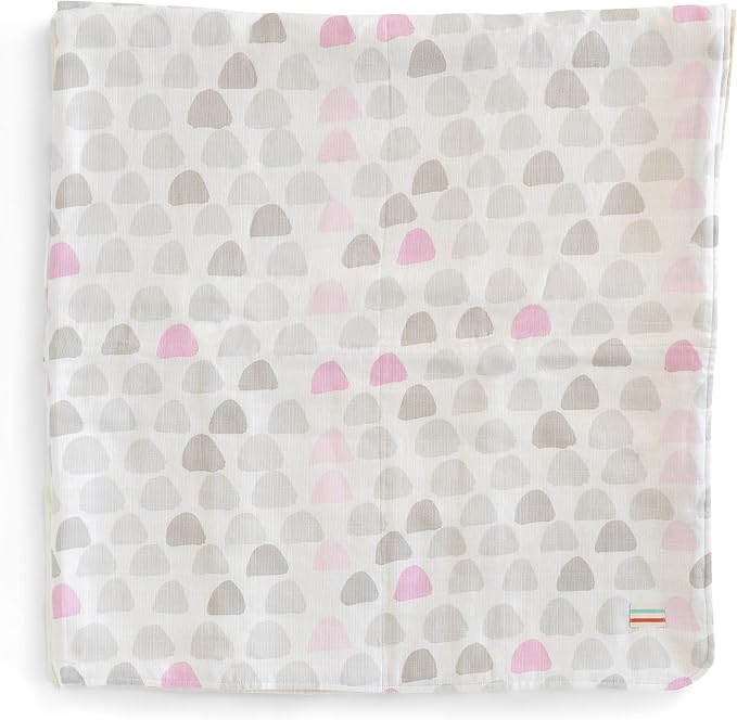 Organic Muslin | Cotton Blanket, Kids, Baby, Triple Layer Muslin, Quilt, Bed, Crib, GOTS Certified, Organic Cotton (Pink Hill)